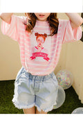 Kids Girls Elegant Striped Pattern Graphic Printed Two Piece Outfit