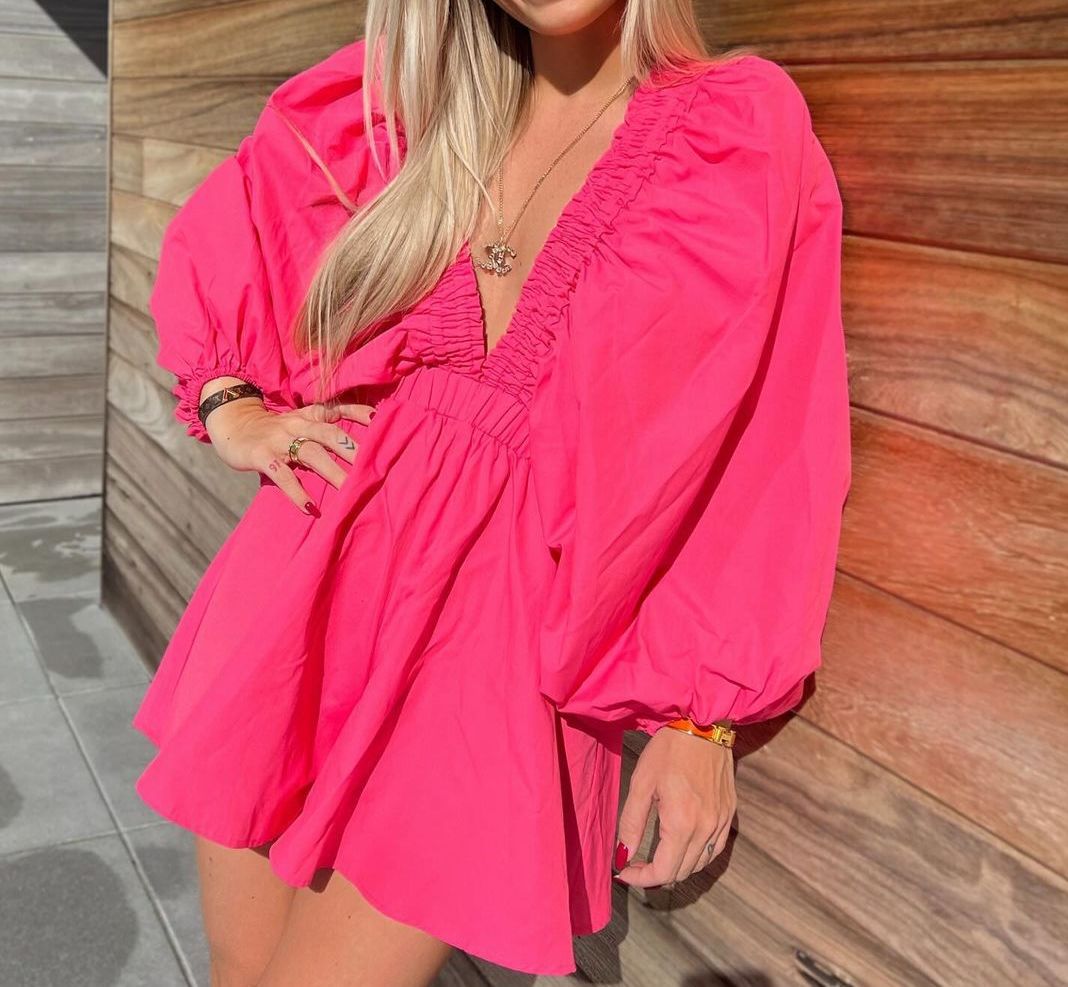 Women's Loose Large V-Neck High Waist Short Sleeve Crop Top