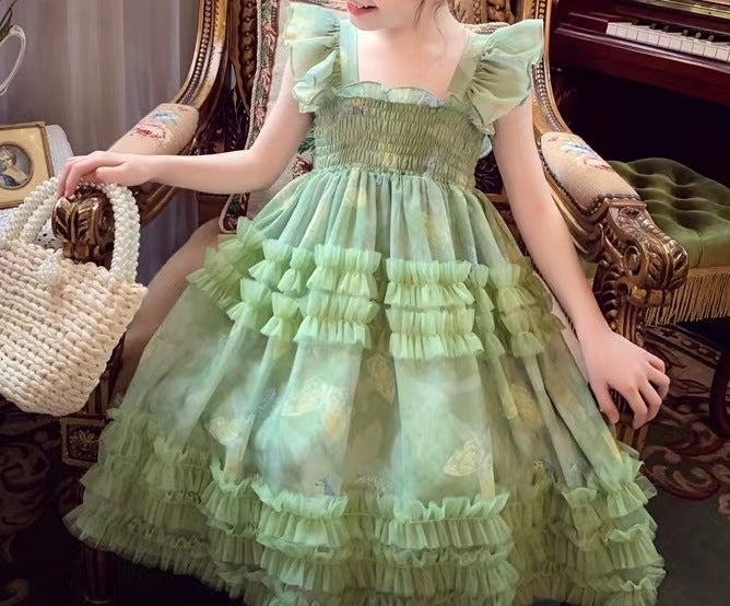 Girls’ Butterfly Mesh Princess Dress – Summer Fairy Party Dress for Children - RAC25JP3279GDRESS