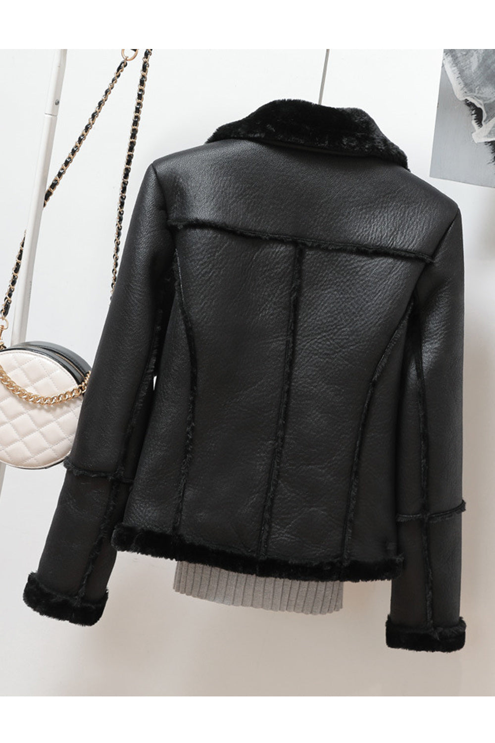 Women Slim Fit Long Sleeve Comfortable PU Leather Jacket