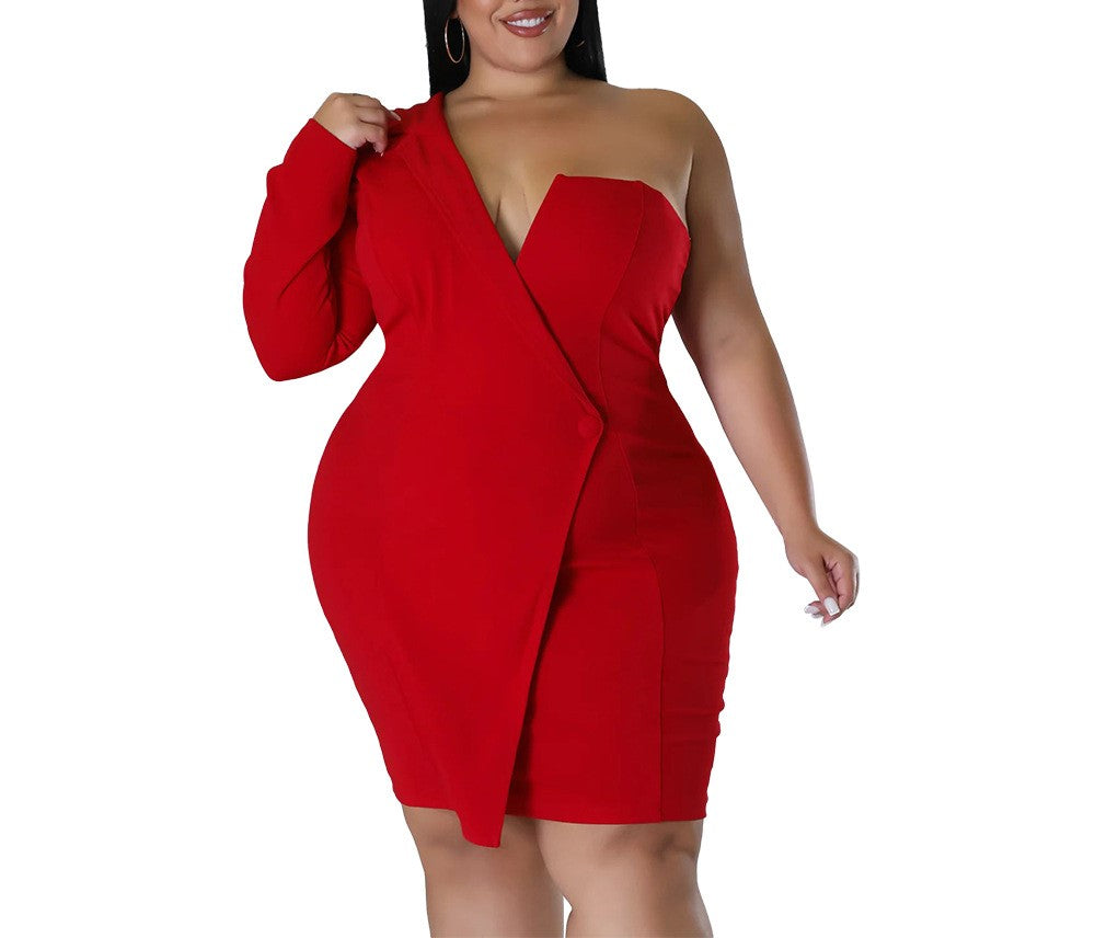 Women's Fashionable Slim Fit Bodycon Off-Shoulder Long Sleeve Dress