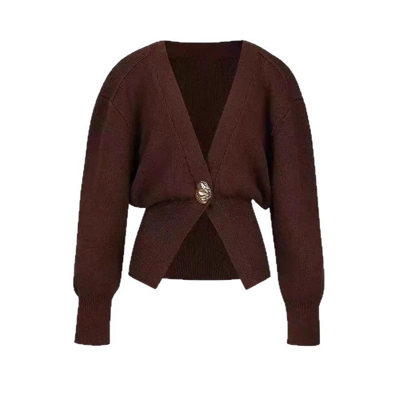 Women's V-Neck Buttoned Knitted Cardigan