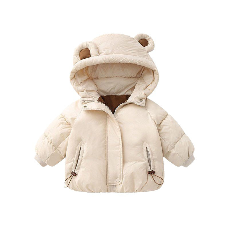 Baby Girl Winter Cotton-Padded Jacket – Warm Hooded Coat with Stuffed Sleeves & Thick Fur Collar - RAC25JP3298BATOW