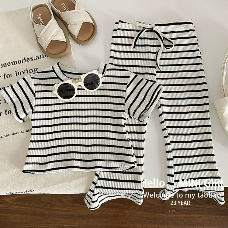Summer Girls’ Striped Outfit Set - RAC26JP5371BATS
