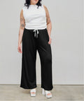 Plus-Size Women’s Autumn & Winter Elastic Waist Casual Trousers – Versatile Commuter High-Waist Straight Pants with Drawstring