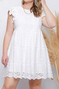 Women Plus Summer Ruffles Sleeve High Waist Casual Dress