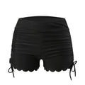 Women's Solid Color High Waist Lace Drawstring Bikini Surfing Beach Swimming Trunks