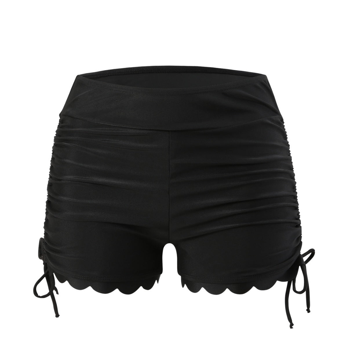 Women's Solid Color High Waist Lace Drawstring Bikini Surfing Beach Swimming Trunks