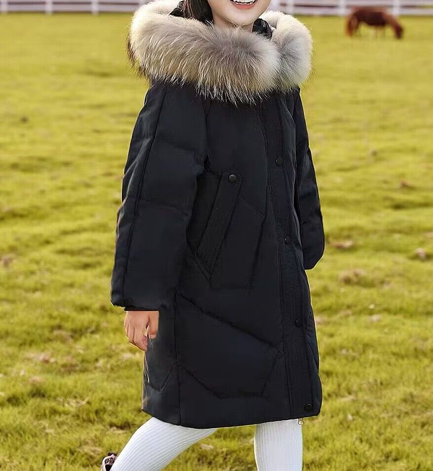 Girls’ Winter Cotton-Padded Jacket – New Mid-Length Warm Outerwear for Children - RAC25JP3284GDRESS