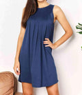 Women's Double Take Round Neck Sleeveless Mini Dress