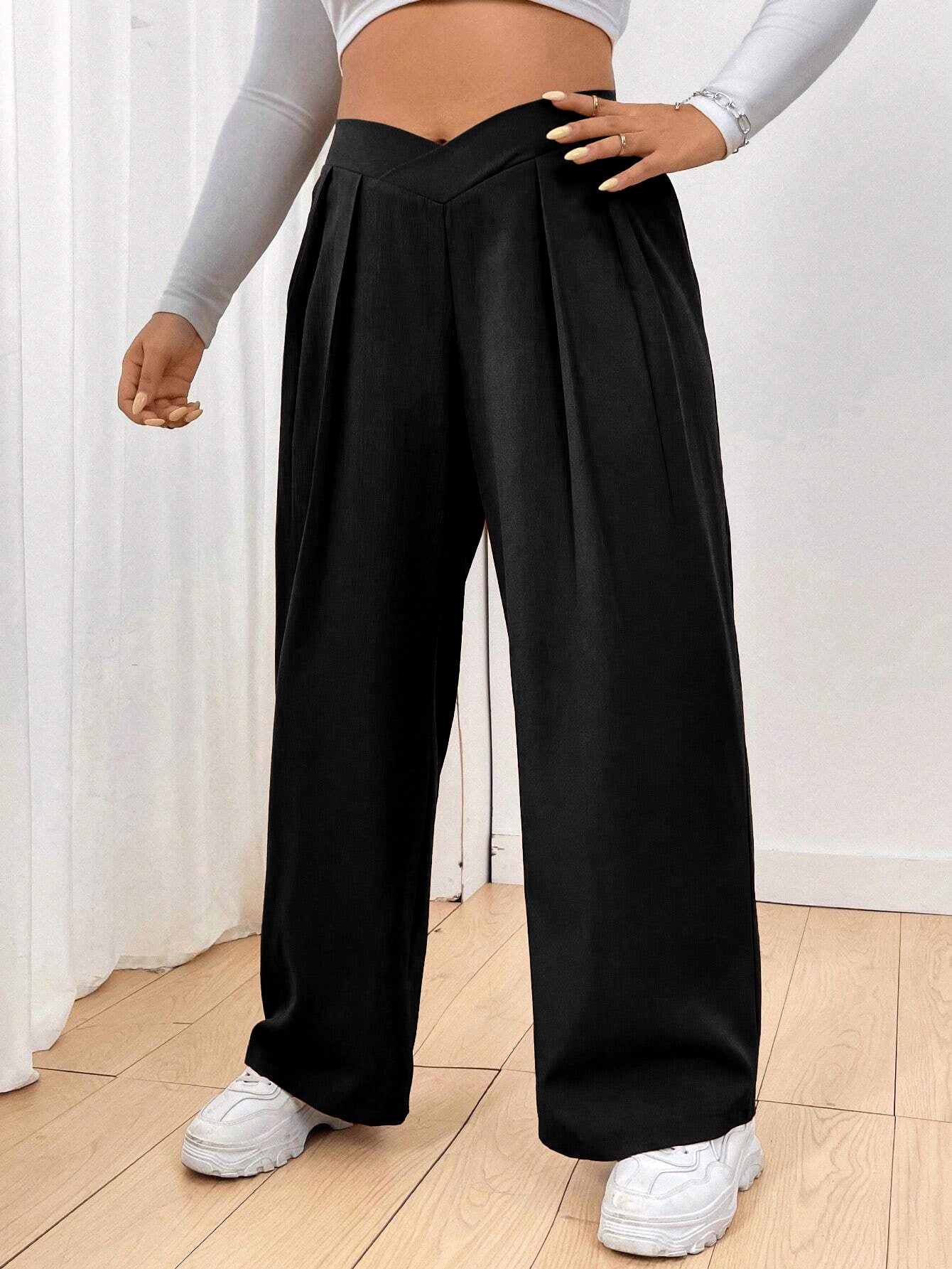 Women’s Loose Casual Trousers – Comfortable Home Pants, Solid Color, Wide-Leg, Casual & Sports Lounge Pants