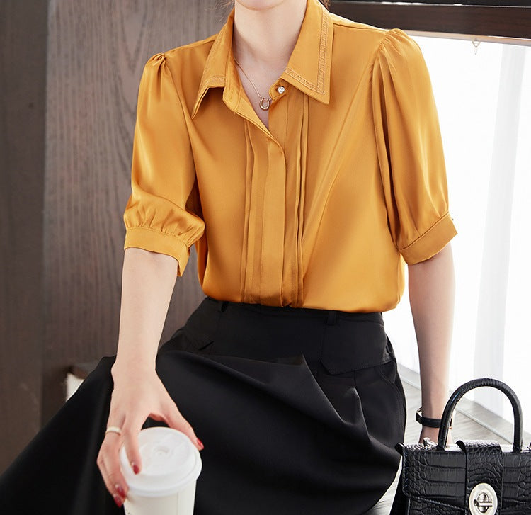 Women's Short-Sleeved Chiffon Shirt - Summer Lightweight Loose Fit Comfortable Top