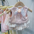 Summer Girls’ Floral Bow Back Detail Vest Dress – Stylish Short Skirt Outfit - RAC26JP5456BATDAS