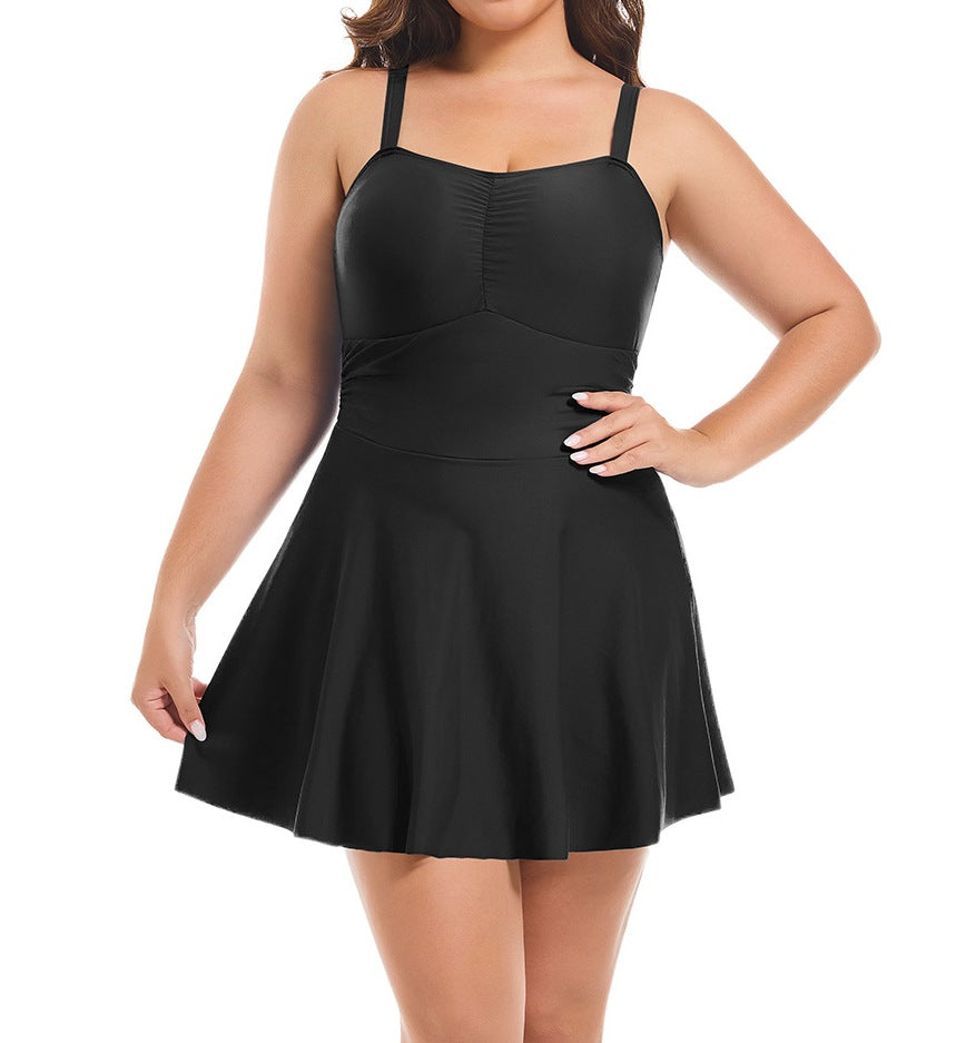 Plus Size One-Piece Swimsuit with Skirt for Women - RAC25JP2616WPSW