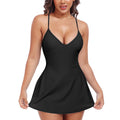 Women's Fashion Backless One-Piece Swimsuit with Built-In Swim Skirt | Modest Anti-Exposure Design for Beach & Pool