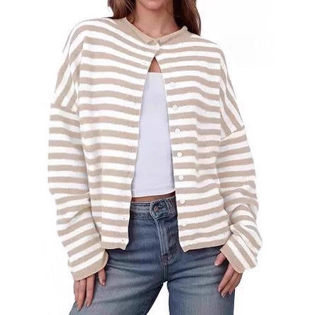 Women's Striped Cardigan - New Autumn and Winter Casual Knitwear