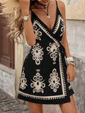 Women’s Summer Tropical Print Sleeveless Spaghetti Strap Maxi Dress Casual Vacation Beachwear