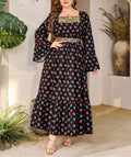 Women's Plus Size Square Neck Floral Print Lace-Up Waist Dress, Flattering A-Line Midi Dress with Short Sleeves
