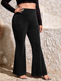 Plus‑Size Women’s Autumn/Winter 2025 New Fashion Elastic Waist Stretch Flared Casual Trousers
