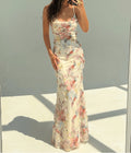 Women's Summer Romantic Pleated Slim Fit Fishtail Long Dress – Elegant Suspender Maxi Dress with Flattering Silhouette