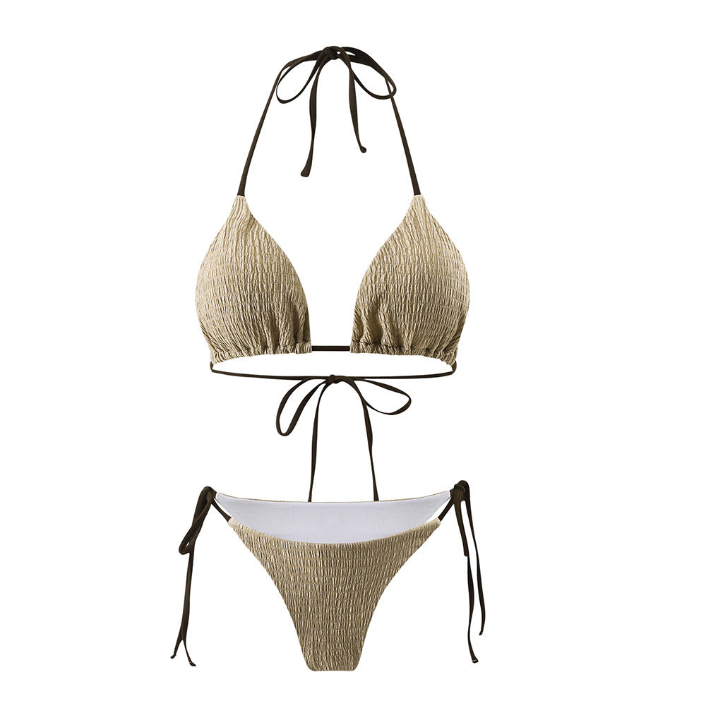 Women's Bikini Strap Split Color Contrast Swimsuit
