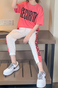 Kids Girls Letter Printed T-Shirt Elastic Bottom Convenient Magnificent Outfit Set