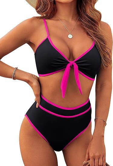 High-Waist Belly-Covering Two-Piece Swimsuit for Vacation & Hot Springs