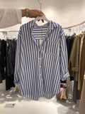 Women's Spring/Autumn Fresh Vertical Striped Long-Sleeved Shirt