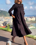 Women's Long-Sleeved Splicing Round Neck Ruffle Dress