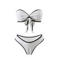Strapless Gathered Tube Top Bikini Set - Split Beach Swimsuit