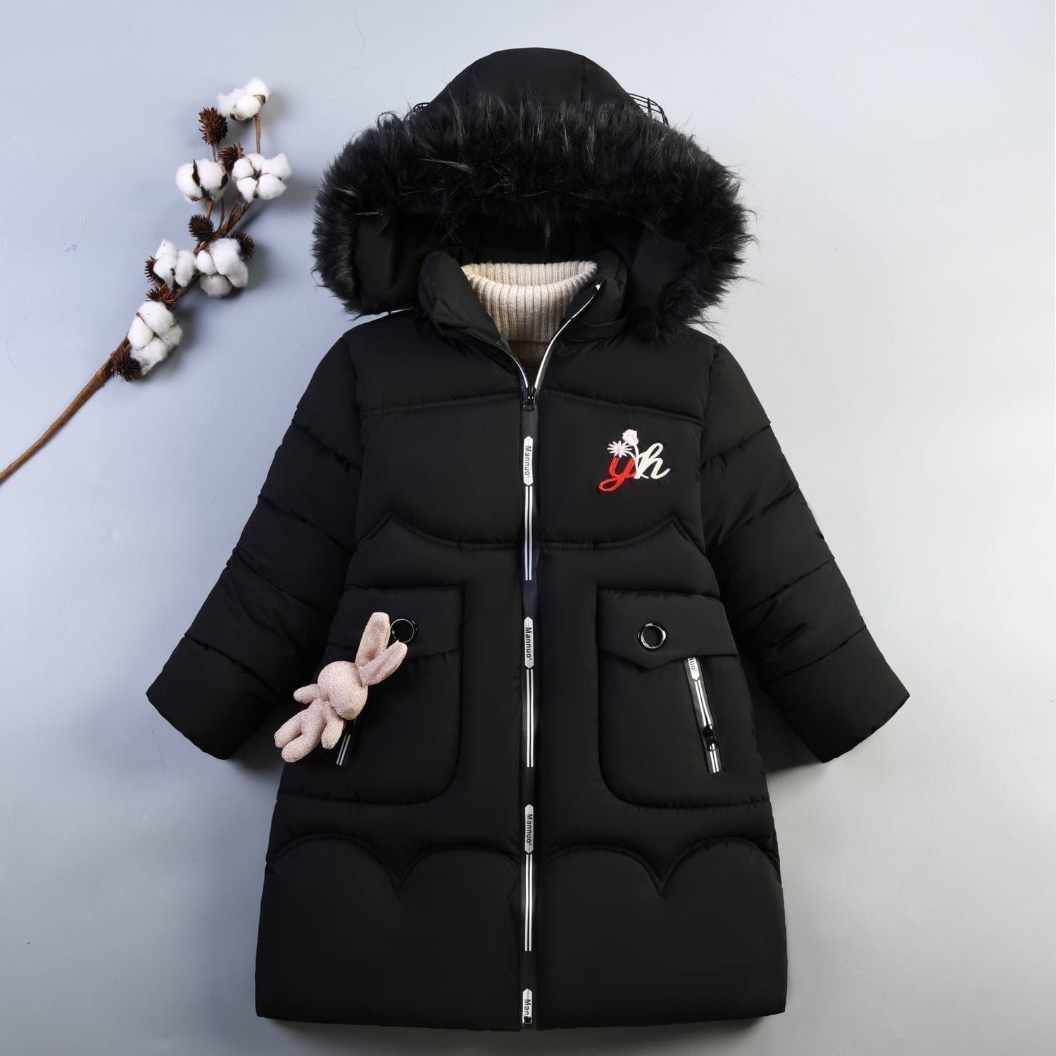 New Winter Style Girls’ Cotton-Padded Coat – Mid-Length Thickened Down-Cotton Jacket - RAC25JP3293GDRESS