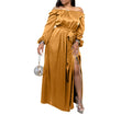 Plus Size Women’s Strapless Off-Shoulder Tie-Up Full Skirt Lantern Sleeve Dress