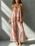 New Spring and Summer Solid Color Artistic Casual Two-Piece Set with Top and Long Pants