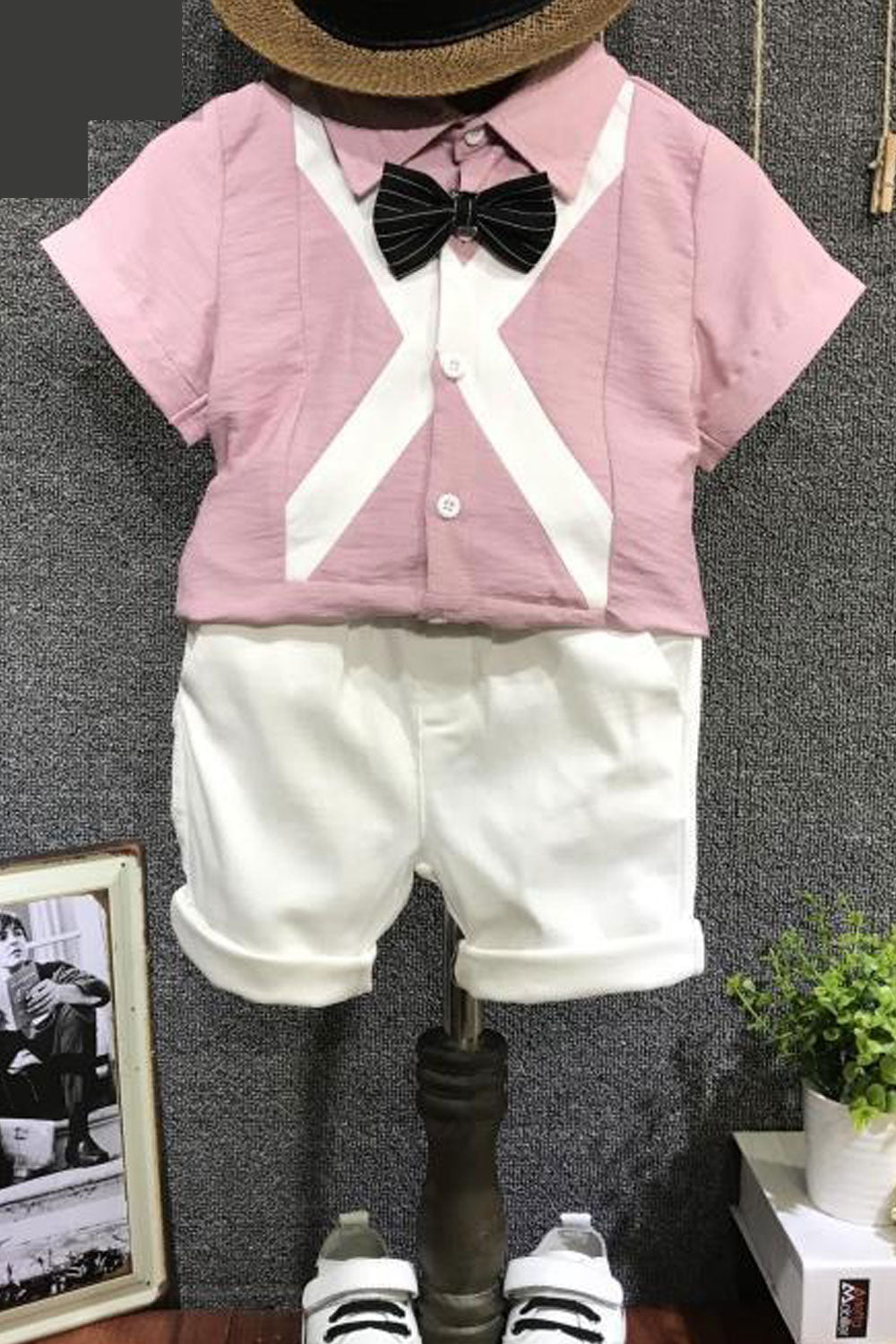 Kids Boys New Arrival Round Neck Short Sleeves Solid Color T- Shirt with Descent Side Pockets Shorts Summer,Boy's Sports and Lei