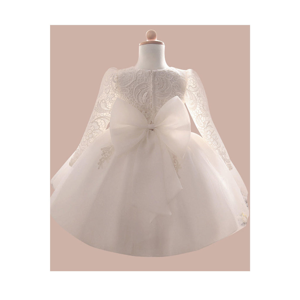 Kids Girls Tremendous Lace Decorated Back Bow Knotted Lovely Frock Dress