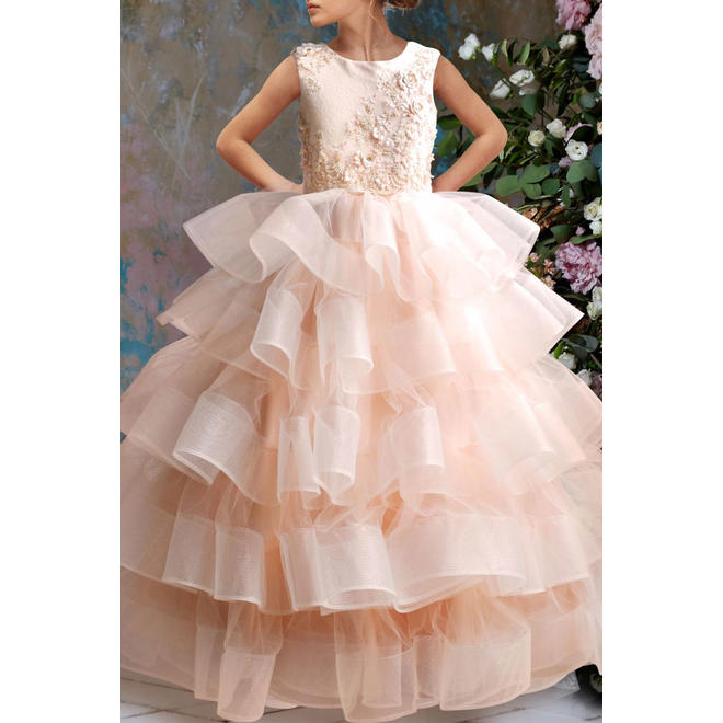 Kids Girls Flower Pettiskirt Sleeveless Wedding Dress