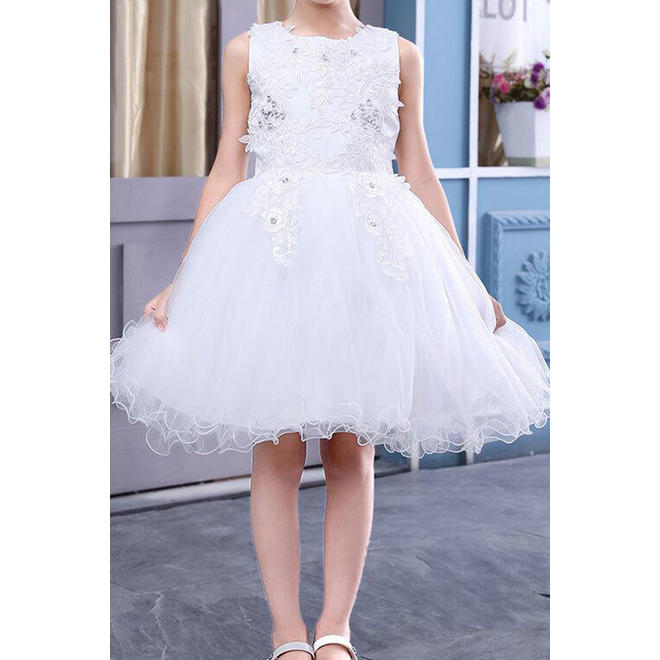 Kids Girls Lace Bust Long Sleeve Flare Dress