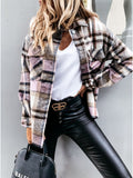 Women's Autumn & Winter Plaid Shacket - Long Sleeve Button-Down Shirt Jacket