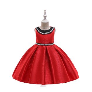 Kids Girls Soft Lightweight Lace Pattern Beautiful Princess Solid Colored Dress