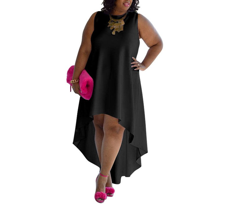 Women's Plus Size Sleeveless Casual Dress – Fashionable Comfortable Round Neck Summer Dress for Everyday Wear