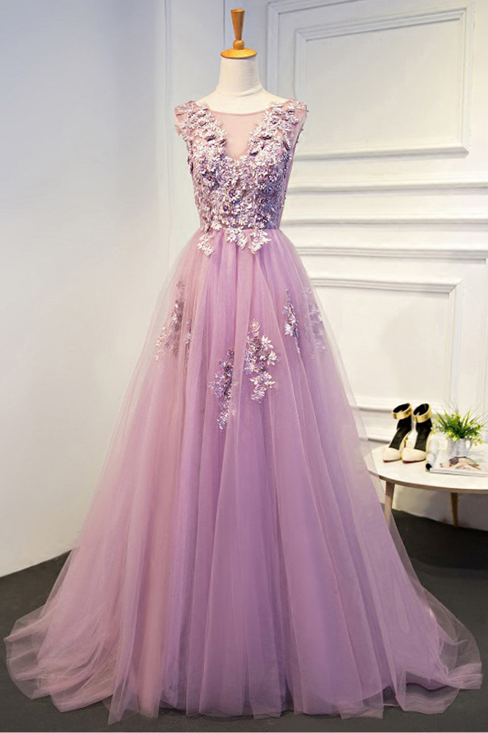 Women Sleeveless Style Flower Decorated Bust Thin Long Skirt Fabulous Evening Party Dress