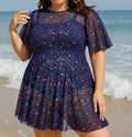Plus-Size Belly-Covering One-Piece Swimsuit with Elegant Lace Overlay - RAC25JP2660WPSW