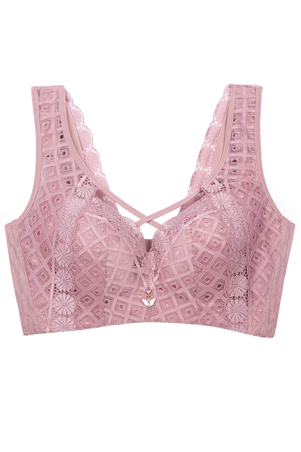 Women Plus Hollow Out Vest Lace Wireless Bra