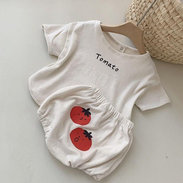 Summer Girls Cartoon Letter T-Shirt & Flower Bud Shorts Set - RAC26JP5400BATS