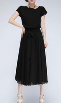 Short Sleeve Empire Waist Dress Black