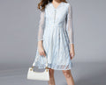 Elegant Spring & Autumn Plus-Size Lace A-Line Dress for Middle-Aged Women – Mid-Length V-Neck Fashionable Slimming Dress