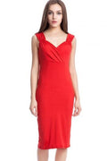 Women Graceful Solid Color Sleeveless Cocktail Evening Dress