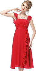 Women's Sleeveless Flounced Hem Waist Brides made Dress Red