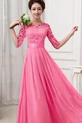 Women Beautiful Lace Up Elbow Sleeve Maxi Dress