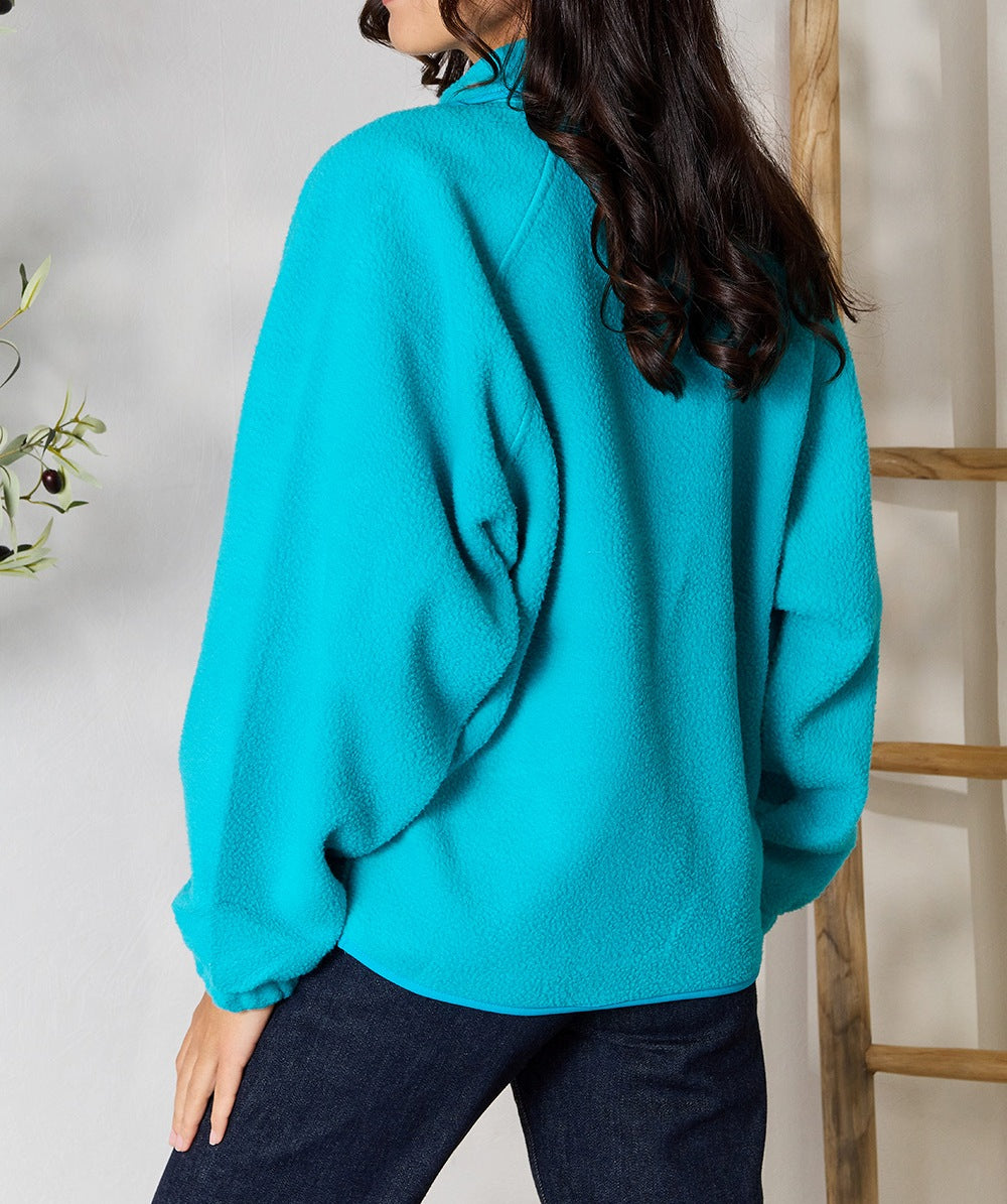 Women's Zenana Snap Button Fleece Jacket